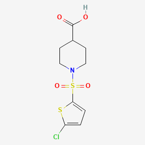 molecular formula C10H12ClNO4S2 B2802851 1-((5-氯噻吩-2-基)磺酰基)哌嗪-4-羧酸 CAS No. 384847-76-1