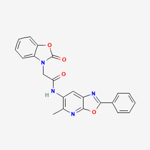 molecular formula C22H16N4O4 B2802856 N-(5-methyl-2-phenyloxazolo[5,4-b]pyridin-6-yl)-2-(2-oxobenzo[d]oxazol-3(2H)-yl)acetamide CAS No. 2034467-97-3