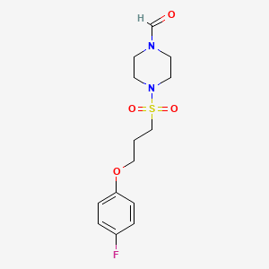 molecular formula C14H19FN2O4S B2802859 4-((3-(4-Fluorophenoxy)propyl)sulfonyl)piperazine-1-carbaldehyde CAS No. 946265-91-4