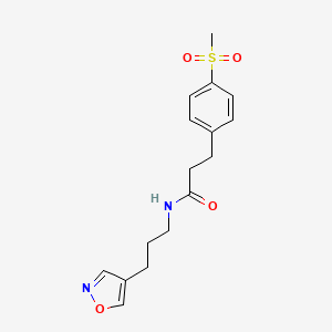 molecular formula C16H20N2O4S B2802865 N-(3-(异噁唑-4-基)丙基)-3-(4-(甲磺酰氧基)苯基)丙酰胺 CAS No. 1904194-50-8