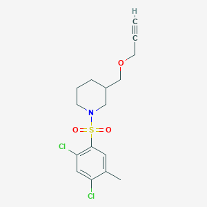 molecular formula C16H19Cl2NO3S B2802868 1-((2,4-Dichloro-5-methylphenyl)sulfonyl)-3-((prop-2-yn-1-yloxy)methyl)piperidine CAS No. 1251579-30-2
