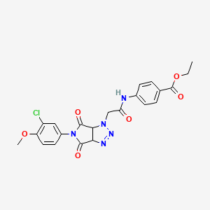 molecular formula C22H20ClN5O6 B2802870 ethyl 4-({[5-(3-chloro-4-methoxyphenyl)-4,6-dioxo-4,5,6,6a-tetrahydropyrrolo[3,4-d][1,2,3]triazol-1(3aH)-yl]acetyl}amino)benzoate CAS No. 1052606-91-3
