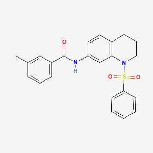 molecular formula C23H22N2O3S B2802879 N-[1-(benzenesulfonyl)-3,4-dihydro-2H-quinolin-7-yl]-3-methylbenzamide CAS No. 1005299-66-0