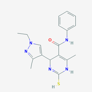 molecular formula C18H21N5OS B280288 4-(1-ethyl-3-methylpyrazol-4-yl)-6-methyl-N-phenyl-2-sulfanyl-1,4-dihydropyrimidine-5-carboxamide 