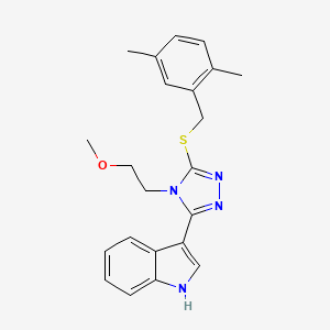 molecular formula C22H24N4OS B2802912 2-[3-[(2,5-dimethylbenzyl)sulfanyl]-5-(1H-indol-3-yl)-4H-1,2,4-triazol-4-yl]ethyl methyl ether CAS No. 946205-88-5