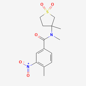 molecular formula C14H18N2O5S B2802922 N,4-dimethyl-N-(3-methyl-1,1-dioxidotetrahydrothiophen-3-yl)-3-nitrobenzamide CAS No. 874594-62-4