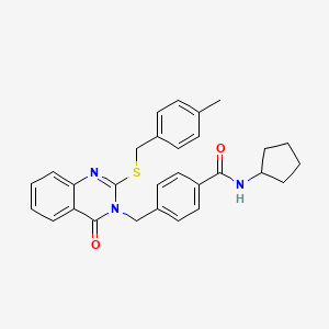 molecular formula C29H29N3O2S B2802923 N-cyclopentyl-4-((2-((4-methylbenzyl)thio)-4-oxoquinazolin-3(4H)-yl)methyl)benzamide CAS No. 1115433-77-6
