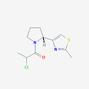 molecular formula C11H15ClN2OS B2802924 2-Chloro-1-[(2R)-2-(2-methyl-1,3-thiazol-4-yl)pyrrolidin-1-yl]propan-1-one CAS No. 2411183-69-0
