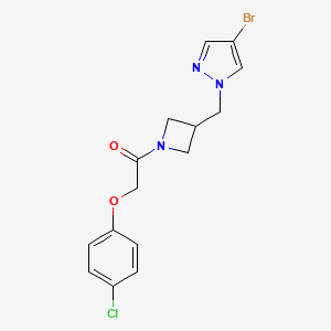 molecular formula C15H15BrClN3O2 B2802928 1-{3-[(4-bromo-1H-pyrazol-1-yl)methyl]azetidin-1-yl}-2-(4-chlorophenoxy)ethan-1-one CAS No. 2415464-95-6