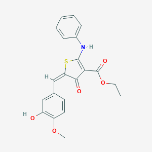 molecular formula C21H19NO5S B280293 ethyl (5E)-2-anilino-5-[(3-hydroxy-4-methoxyphenyl)methylidene]-4-oxothiophene-3-carboxylate 