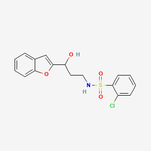 molecular formula C17H16ClNO4S B2802933 N-(3-(benzofuran-2-yl)-3-hydroxypropyl)-2-chlorobenzenesulfonamide CAS No. 1448123-51-0