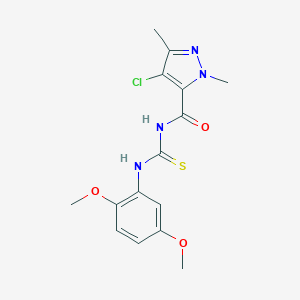 molecular formula C15H17ClN4O3S B280294 4-chloro-N-[(2,5-dimethoxyphenyl)carbamothioyl]-1,3-dimethyl-1H-pyrazole-5-carboxamide 