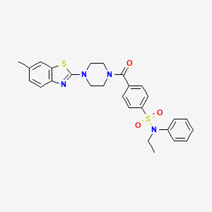 molecular formula C27H28N4O3S2 B2802955 N-ethyl-4-(4-(6-methylbenzo[d]thiazol-2-yl)piperazine-1-carbonyl)-N-phenylbenzenesulfonamide CAS No. 941936-03-4