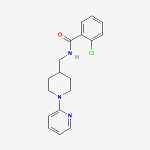 molecular formula C18H20ClN3O B2802969 2-chloro-N-((1-(pyridin-2-yl)piperidin-4-yl)methyl)benzamide CAS No. 1324240-98-3