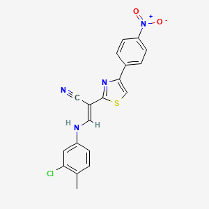 molecular formula C19H13ClN4O2S B2802976 (2E)-3-[(3-氯-4-甲基苯基)氨基]-2-[4-(4-硝基苯基)-1,3-噻唑-2-基]丙-2-烯腈 CAS No. 477187-50-1