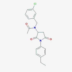 molecular formula C21H21ClN2O3 B280299 N-(3-chlorobenzyl)-N-[1-(4-ethylphenyl)-2,5-dioxo-3-pyrrolidinyl]acetamide 
