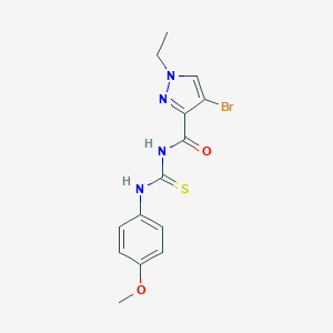 molecular formula C14H15BrN4O2S B280300 4-bromo-1-ethyl-N-[(4-methoxyphenyl)carbamothioyl]-1H-pyrazole-3-carboxamide 