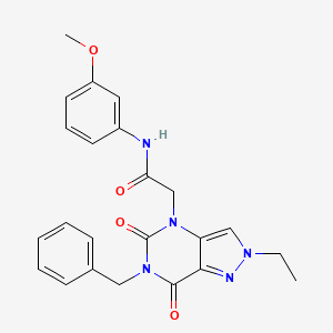 molecular formula C23H23N5O4 B2803008 N-(3-phenylpropyl)-3-[3-(4-pyrrolidin-1-ylphenyl)-1,2,4-oxadiazol-5-yl]propanamide CAS No. 951616-66-3