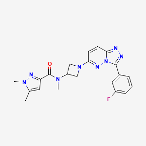 molecular formula C21H21FN8O B2803013 N-[1-[3-(3-Fluorophenyl)-[1,2,4]triazolo[4,3-b]pyridazin-6-yl]azetidin-3-yl]-N,1,5-trimethylpyrazole-3-carboxamide CAS No. 2379988-44-8