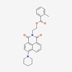 molecular formula C27H26N2O4 B2803019 2-(1,3-二氧代-6-(哌啶-1-基)-1H-苯并[de]异喹啉-2(3H)-基)乙基 2-甲基苯甲酸酯 CAS No. 326017-80-5