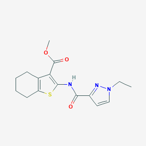 molecular formula C16H19N3O3S B280302 methyl 2-{[(1-ethyl-1H-pyrazol-3-yl)carbonyl]amino}-4,5,6,7-tetrahydro-1-benzothiophene-3-carboxylate 