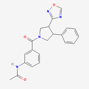 molecular formula C21H20N4O3 B2803023 N-(3-(3-(1,2,4-oxadiazol-3-yl)-4-phenylpyrrolidine-1-carbonyl)phenyl)acetamide CAS No. 2034350-51-9