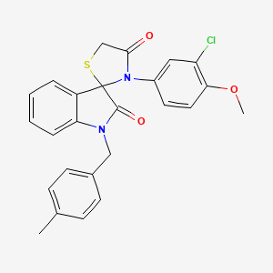 molecular formula C25H21ClN2O3S B2803026 3'-(3-Chloro-4-methoxyphenyl)-1-[(4-methylphenyl)methyl]-1,2-dihydrospiro[indole-3,2'-[1,3]thiazolidine]-2,4'-dione CAS No. 894567-06-7