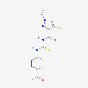 molecular formula C15H15BrN4O2S B280303 N-[(4-acetylphenyl)carbamothioyl]-4-bromo-1-ethyl-1H-pyrazole-3-carboxamide 