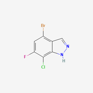 molecular formula C7H3BrClFN2 B2803035 4-溴-7-氯-6-氟-1H-吲唑 CAS No. 1935558-98-7