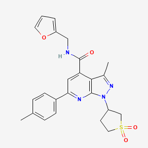 molecular formula C24H24N4O4S B2803039 1-(1,1-dioxidotetrahydrothiophen-3-yl)-N-(furan-2-ylmethyl)-3-methyl-6-(p-tolyl)-1H-pyrazolo[3,4-b]pyridine-4-carboxamide CAS No. 1021250-07-6