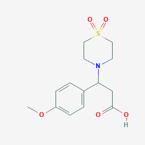 molecular formula C14H19NO5S B2803042 3-(1,1-Dioxo-1lambda~6~,4-thiazinan-4-yl)-3-(4-methoxyphenyl)propanoic acid CAS No. 439096-86-3