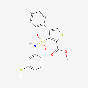 molecular formula C20H19NO4S3 B2803043 Methyl 4-(4-methylphenyl)-3-{[3-(methylsulfanyl)phenyl]sulfamoyl}thiophene-2-carboxylate CAS No. 941889-12-9