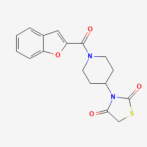 molecular formula C17H16N2O4S B2803047 3-(1-(苯并呋喃-2-甲酰)哌啶-4-基)噻唑烷-2,4-二酮 CAS No. 2320683-57-4