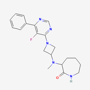 molecular formula C20H24FN5O B2803053 3-[[1-(5-Fluoro-6-phenylpyrimidin-4-yl)azetidin-3-yl]-methylamino]azepan-2-one CAS No. 2379951-98-9