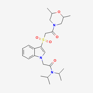 molecular formula C24H35N3O5S B2803058 2-(3-((2-(2,6-dimethylmorpholino)-2-oxoethyl)sulfonyl)-1H-indol-1-yl)-N,N-diisopropylacetamide CAS No. 894004-91-2