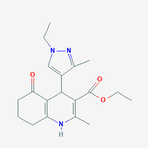 molecular formula C19H25N3O3 B280306 ethyl 4-(1-ethyl-3-methyl-1H-pyrazol-4-yl)-2-methyl-5-oxo-1,4,5,6,7,8-hexahydro-3-quinolinecarboxylate 