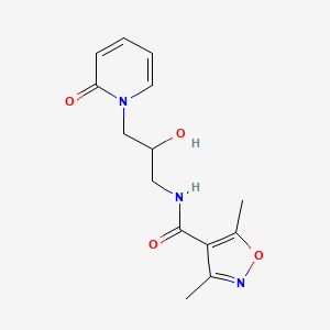 molecular formula C14H17N3O4 B2803063 N-(2-hydroxy-3-(2-oxopyridin-1(2H)-yl)propyl)-3,5-dimethylisoxazole-4-carboxamide CAS No. 1798618-99-1