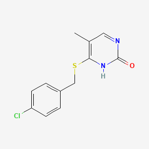 molecular formula C12H11ClN2OS B2803067 6-[(4-chlorophenyl)methylsulfanyl]-5-methyl-1H-pyrimidin-2-one CAS No. 898421-81-3