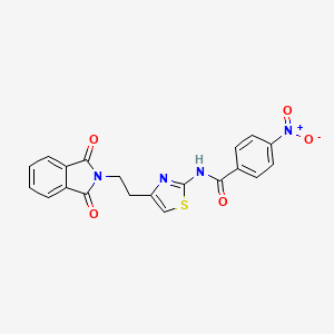 molecular formula C20H14N4O5S B2803075 N-{4-[2-(1,3-dioxo-1,3-dihydro-2H-isoindol-2-yl)ethyl]-1,3-thiazol-2-yl}-4-nitrobenzenecarboxamide CAS No. 866050-86-4