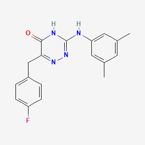 molecular formula C18H17FN4O B2803083 3-((3,5-dimethylphenyl)amino)-6-(4-fluorobenzyl)-1,2,4-triazin-5(4H)-one CAS No. 899943-39-6