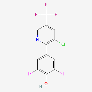 molecular formula C12H5ClF3I2NO B2803089 4-[3-Chloro-5-(trifluoromethyl)-2-pyridinyl]-2,6-diiodobenzenol CAS No. 923200-10-6
