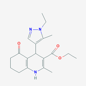 molecular formula C19H25N3O3 B280309 ethyl 4-(1-ethyl-5-methyl-1H-pyrazol-4-yl)-2-methyl-5-oxo-1,4,5,6,7,8-hexahydro-3-quinolinecarboxylate 