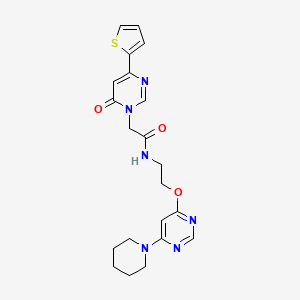 2-(6-oxo-4-(thiophen-2-yl)pyrimidin-1(6H)-yl)-N-(2-((6-(piperidin-1-yl)pyrimidin-4-yl)oxy)ethyl)acetamide