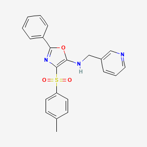 molecular formula C22H19N3O3S B2803099 4-(4-methylphenyl)sulfonyl-2-phenyl-N-(pyridin-3-ylmethyl)-1,3-oxazol-5-amine CAS No. 380551-02-0