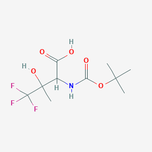 molecular formula C10H16F3NO5 B2803104 4,4,4-Trifluoro-3-hydroxy-3-methyl-2-[(2-methylpropan-2-yl)oxycarbonylamino]butanoic acid CAS No. 2378501-77-8
