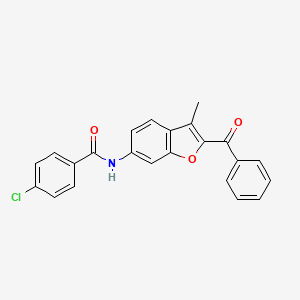 molecular formula C23H16ClNO3 B2803113 N-(2-benzoyl-3-methyl-1-benzofuran-6-yl)-4-chlorobenzamide CAS No. 923140-92-5