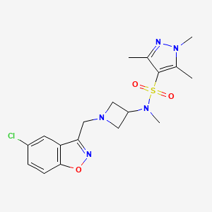 N-[1-[(5-Chloro-1,2-benzoxazol-3-yl)methyl]azetidin-3-yl]-N,1,3,5-tetramethylpyrazole-4-sulfonamide