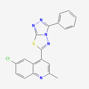 molecular formula C19H12ClN5S B2803116 6-(6-Chloro-2-methylquinolin-4-yl)-3-phenyl-[1,2,4]triazolo[3,4-b][1,3,4]thiadiazole CAS No. 924821-40-9