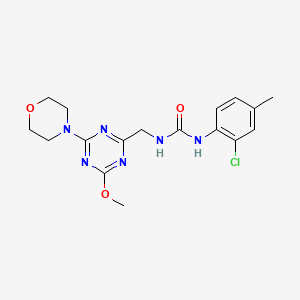 molecular formula C17H21ClN6O3 B2803119 1-(2-Chloro-4-methylphenyl)-3-((4-methoxy-6-morpholino-1,3,5-triazin-2-yl)methyl)urea CAS No. 2034270-42-1
