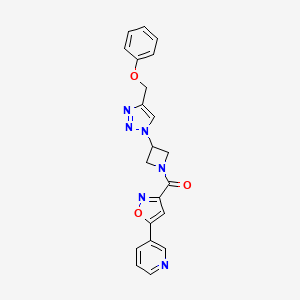 molecular formula C21H18N6O3 B2803138 (3-(4-(phenoxymethyl)-1H-1,2,3-triazol-1-yl)azetidin-1-yl)(5-(pyridin-3-yl)isoxazol-3-yl)methanone CAS No. 2034592-64-6